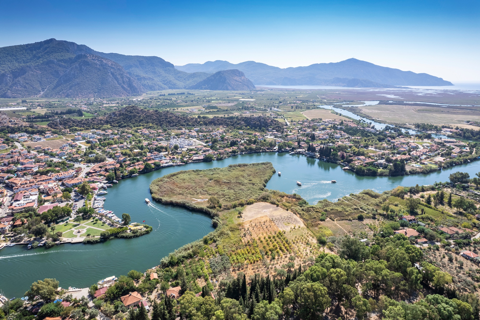 Turkey touristic area Dalyan Ortaca, ancient city of Kaunos, Dalyan valley, Turkey.